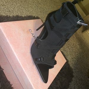 Black Strap Pointy Toe Heels